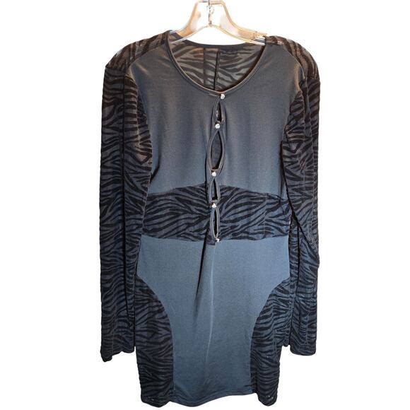 Shein Large Black Lace Women's Dress Long Sleeves Misses Size 10 12 Jeweled - Picture 1 of 5